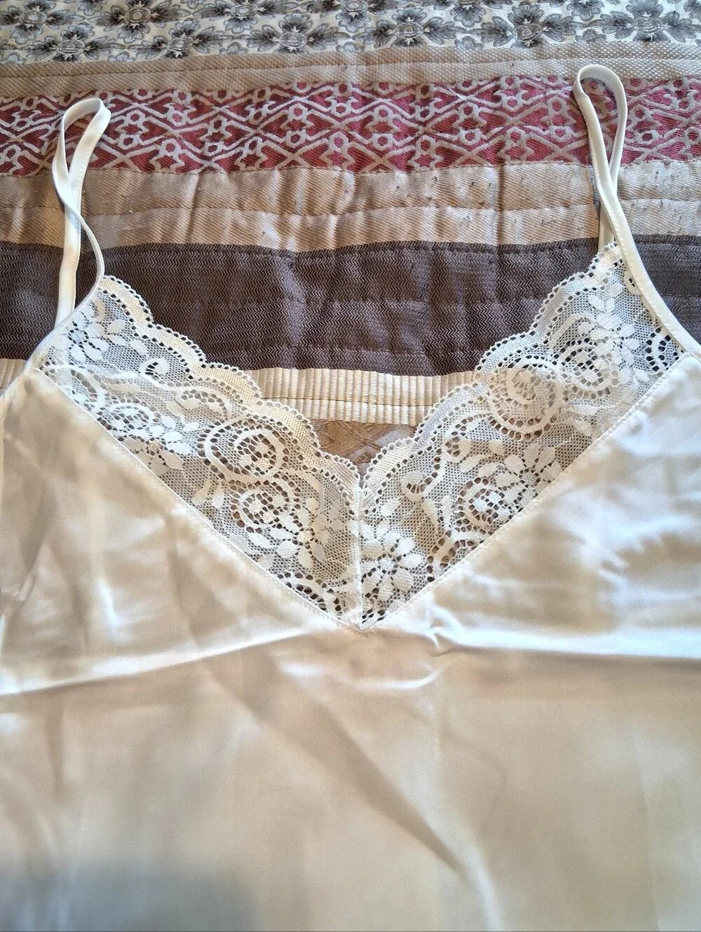 Classic Ivory Lace-Trim Slip Dress - Women Intimates & Sleepwear SzXL Adjustable